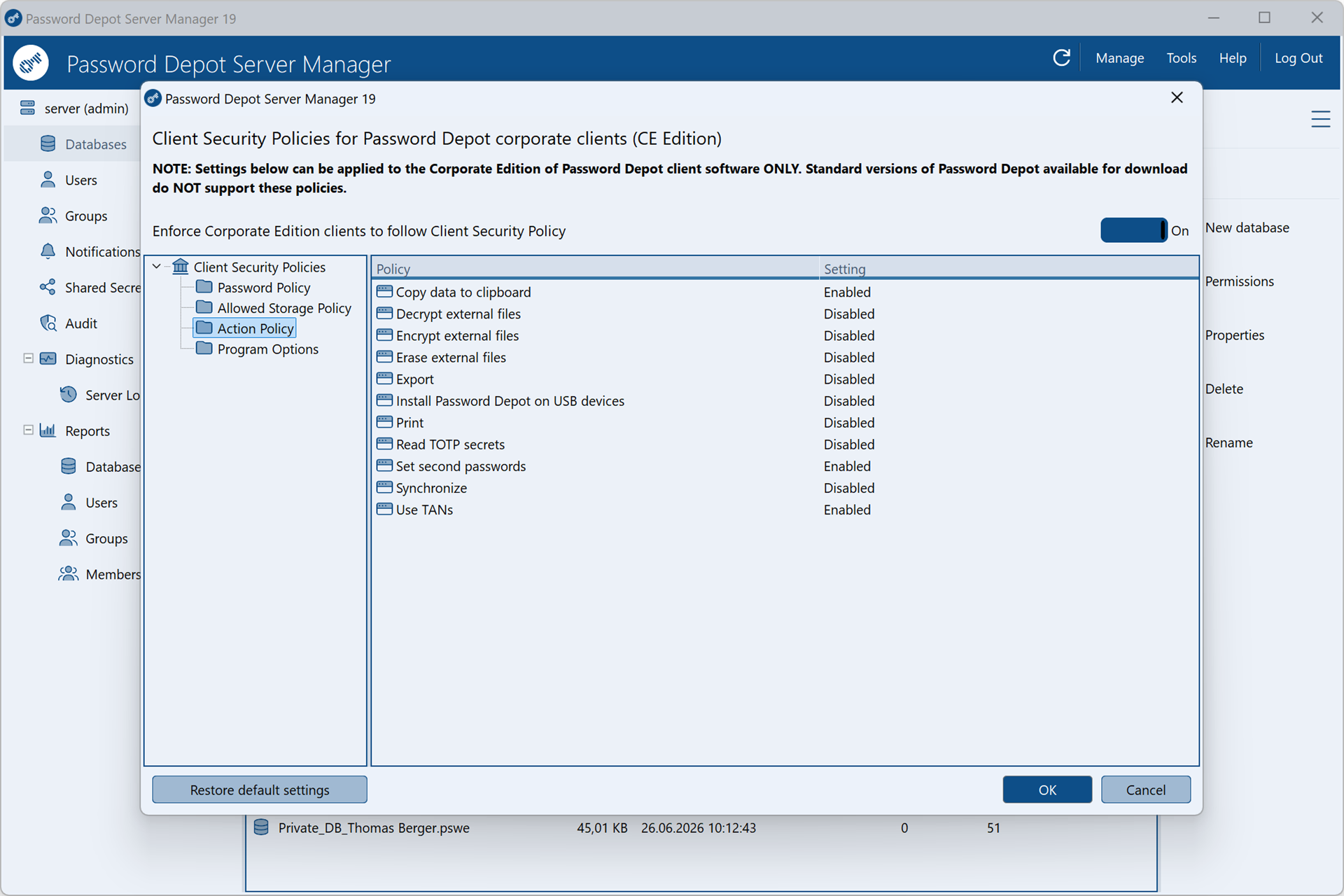 Policy di sicurezza client