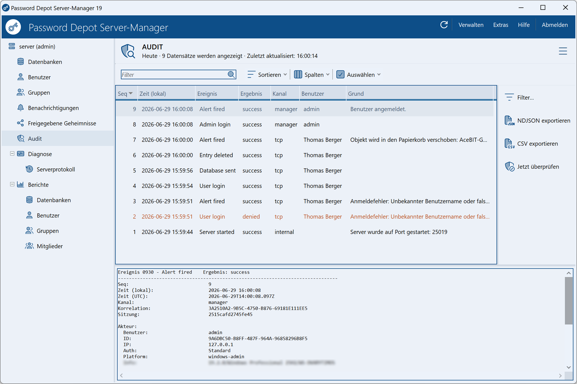 Password Depot Server Manager